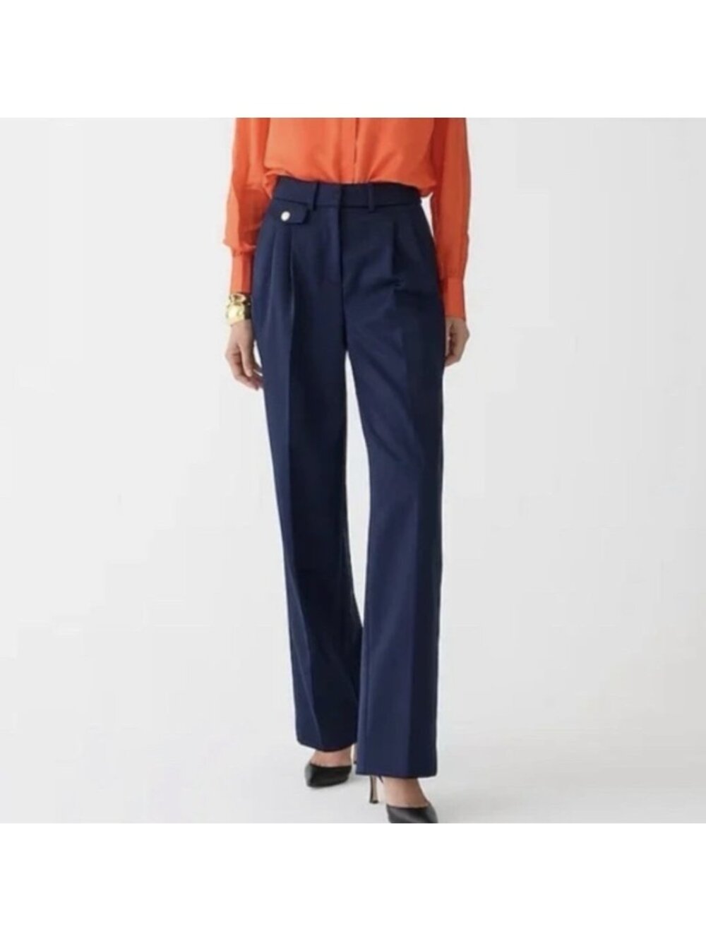 J.Crew Collection pleated wide-leg trouser pant in wool-twill blend